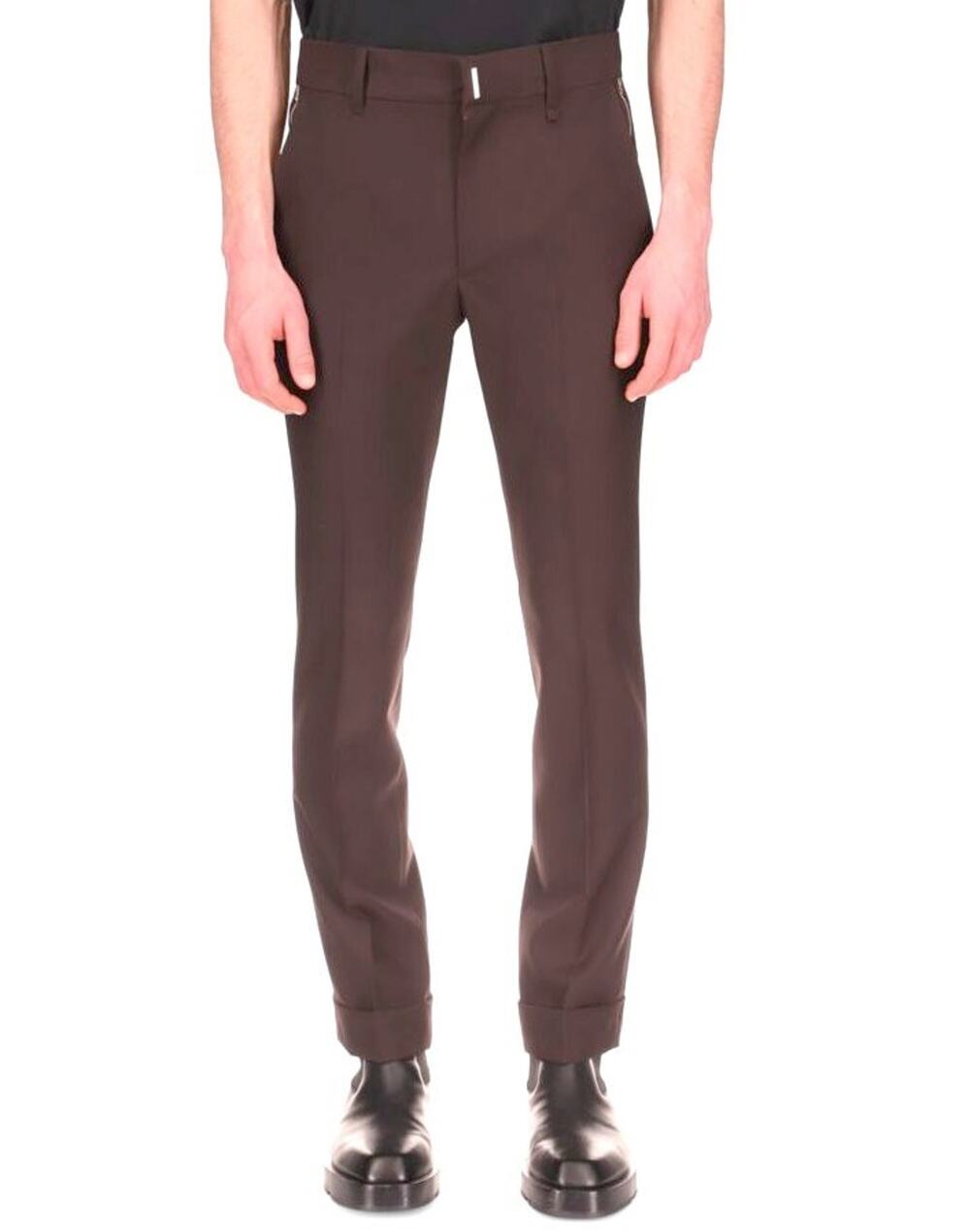 $1,290 NWT Givenchy Brown Slim Fit Wool Cuffed Dress Trousers Pants Size 48/32